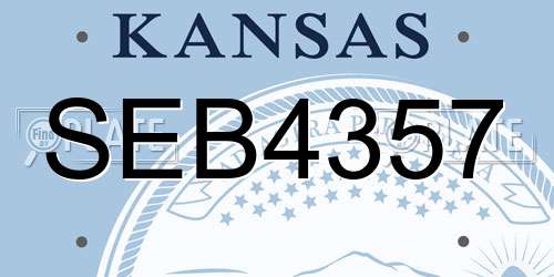 SEB4357 Kansas License Plate