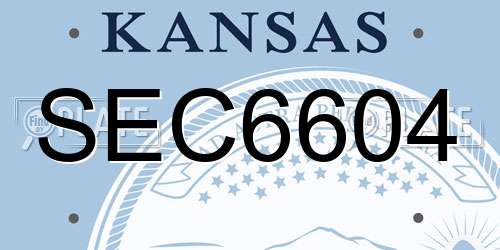 SEC6604 Kansas License Plate