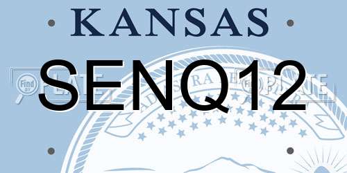 SENQ12 Kansas License Plate