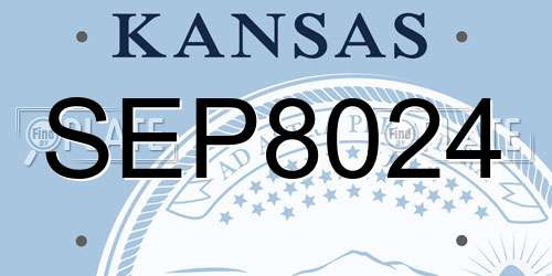 SEP8024 Kansas License Plate