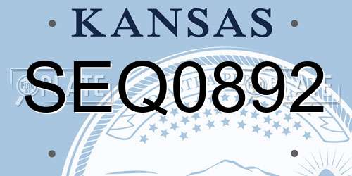 SEQ0892 Kansas License Plate
