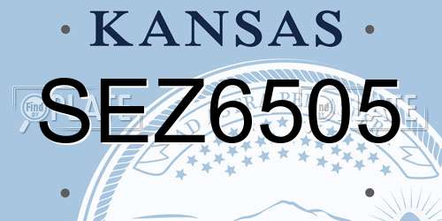 SEZ6505 Kansas License Plate