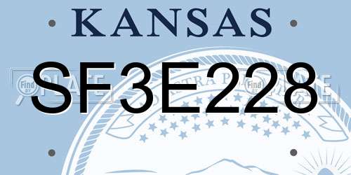 SF3E228 Kansas License Plate