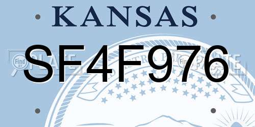 SF4F976 Kansas License Plate