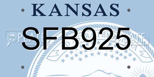 SFB925 Kansas License Plate