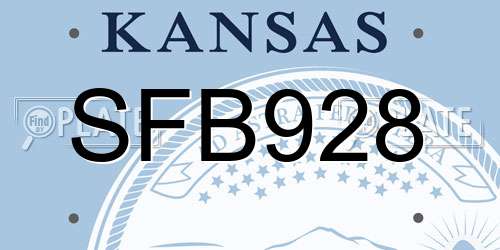 SFB928 Kansas License Plate