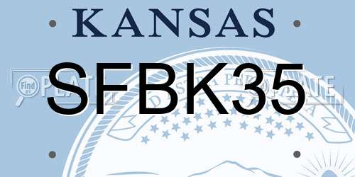 SFBK35 Kansas License Plate