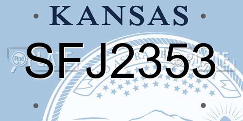 SFJ2353 Kansas License Plate