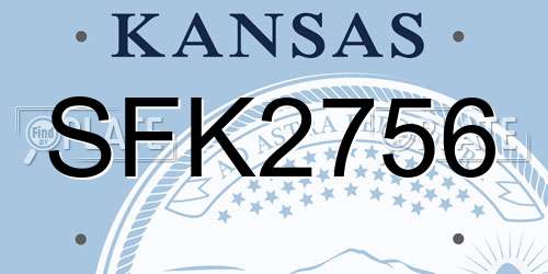 SFK2756 Kansas License Plate