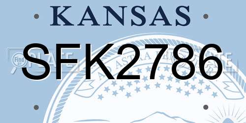 SFK2786 Kansas License Plate