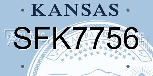 SFK7756 Kansas License Plate