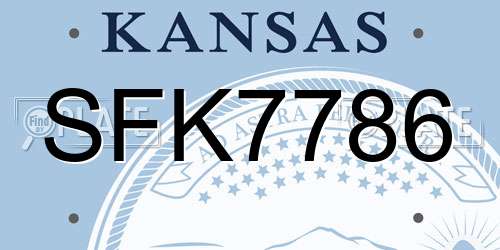 SFK7786 Kansas License Plate
