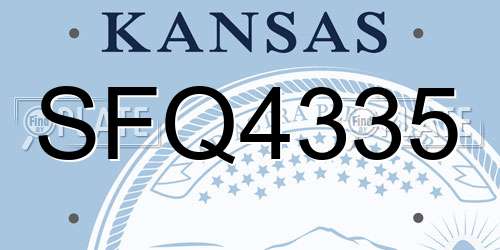 SFQ4335 Kansas License Plate
