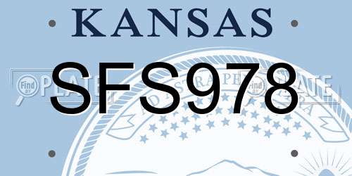 SFS978 Kansas License Plate