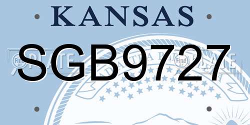 SGB9727 Kansas License Plate