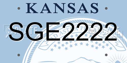 SGE2222 Kansas License Plate