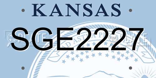 SGE2227 Kansas License Plate