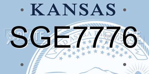 SGE7776 Kansas License Plate