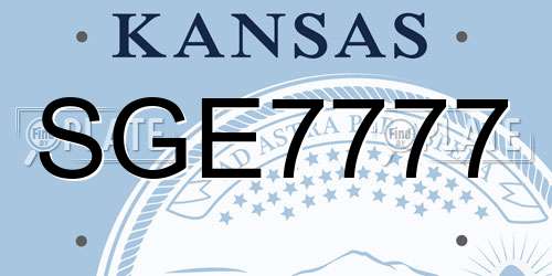 SGE7777 Kansas License Plate