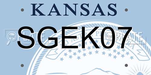 SGEK07 Kansas License Plate
