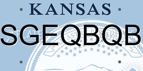 SGEQBQB Kansas License Plate