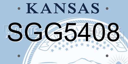 SGG5408 Kansas License Plate