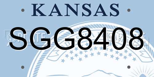 SGG8408 Kansas License Plate