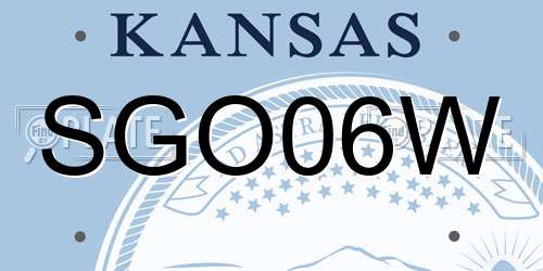 SGO06W Kansas License Plate