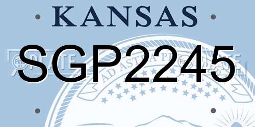 SGP2245 Kansas License Plate
