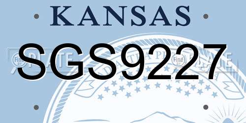 SGS9227 Kansas License Plate