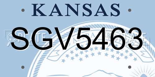 SGV5463 Kansas License Plate