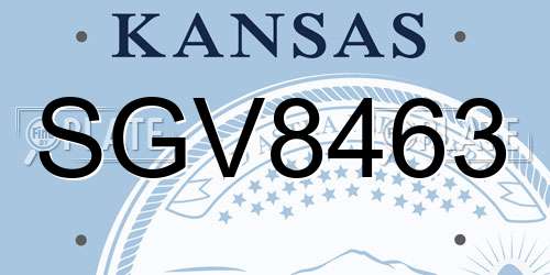 SGV8463 Kansas License Plate