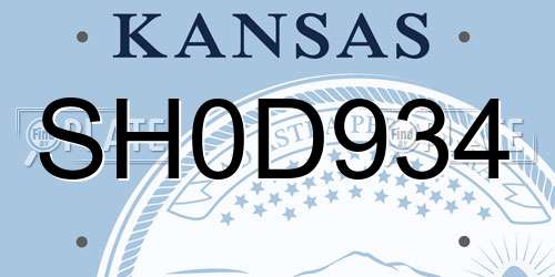 SH0D934 Kansas License Plate