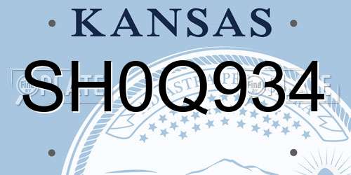 SH0Q934 Kansas License Plate