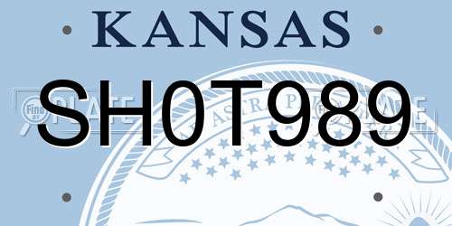 SH0T989 Kansas License Plate
