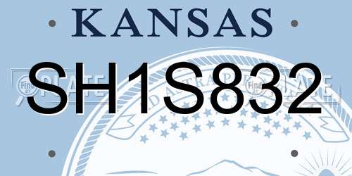 SH1S832 Kansas License Plate