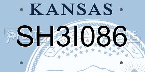 SH3I086 Kansas License Plate