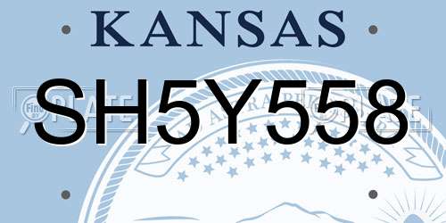 SH5Y558 Kansas License Plate