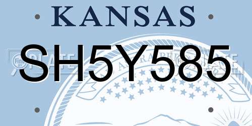 SH5Y585 Kansas License Plate