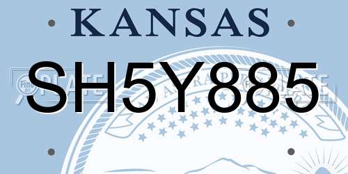 SH5Y885 Kansas License Plate