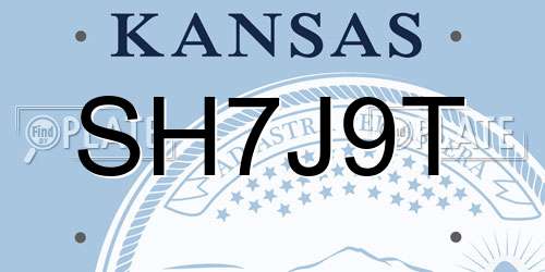 SH7J9T Kansas License Plate