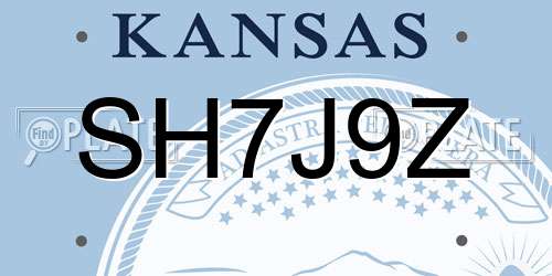 SH7J9Z Kansas License Plate