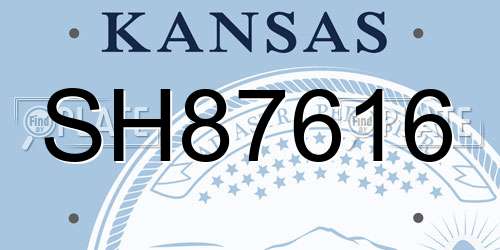 SH87616 Kansas License Plate