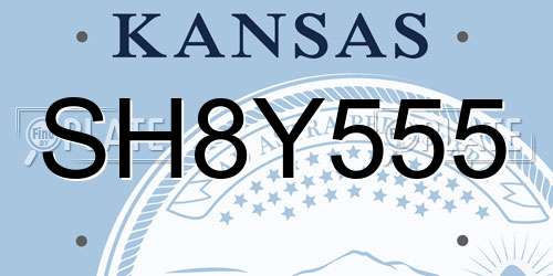 SH8Y555 Kansas License Plate