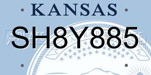 SH8Y885 Kansas License Plate