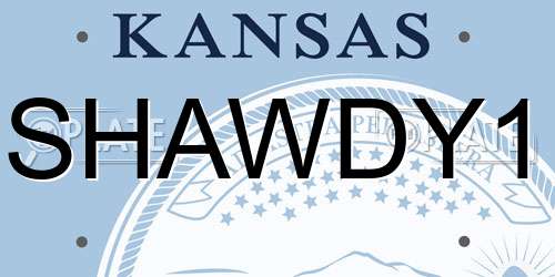 SHAWDY1 Kansas License Plate