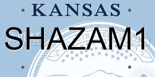 SHAZAM1 Kansas License Plate
