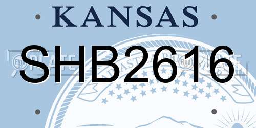 SHB2616 Kansas License Plate