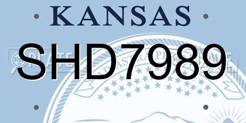 SHD7989 Kansas License Plate