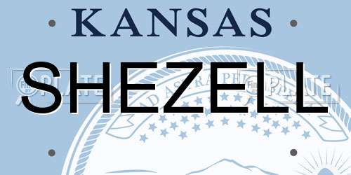 SHEZELL Kansas License Plate
